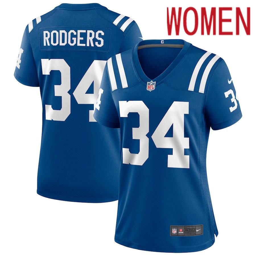 Women Indianapolis Colts #34 Isaiah Rodgers Nike Royal Game NFL Jersey->women nfl jersey->Women Jersey